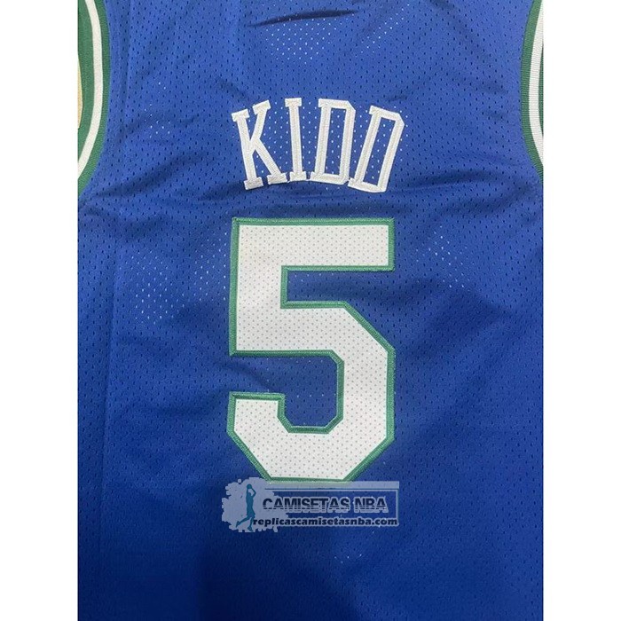 Camiseta Dallas Mavericks Jason Kidd NO 5 Mitchell & Ness 1994-95 Azul